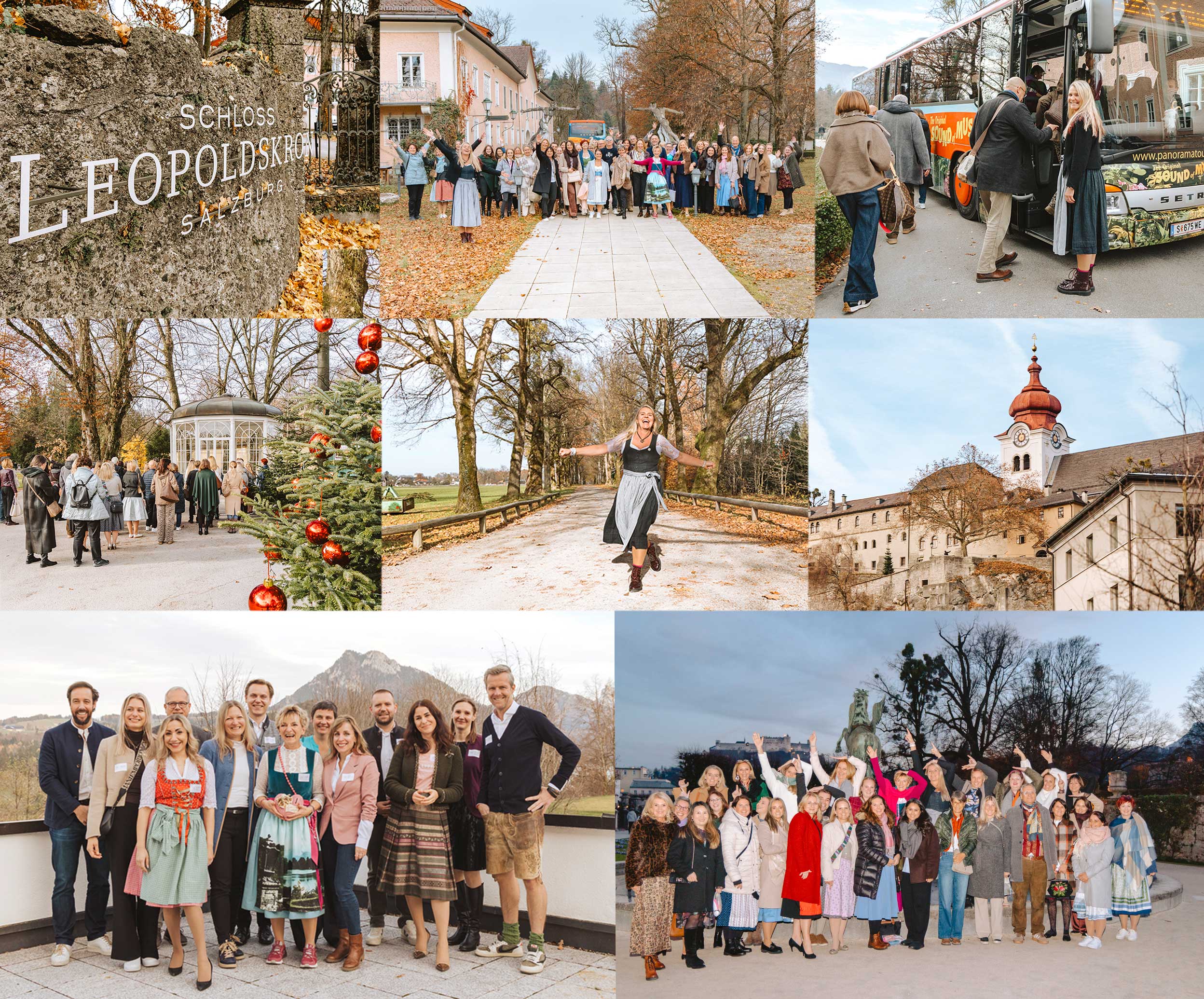 Collage vom Leopardi Event 2025 in Salzburg mit verschiedenen Momenten und Locations – fotografisch dokumentiert im Stil der Eventfotografie Salzburg.