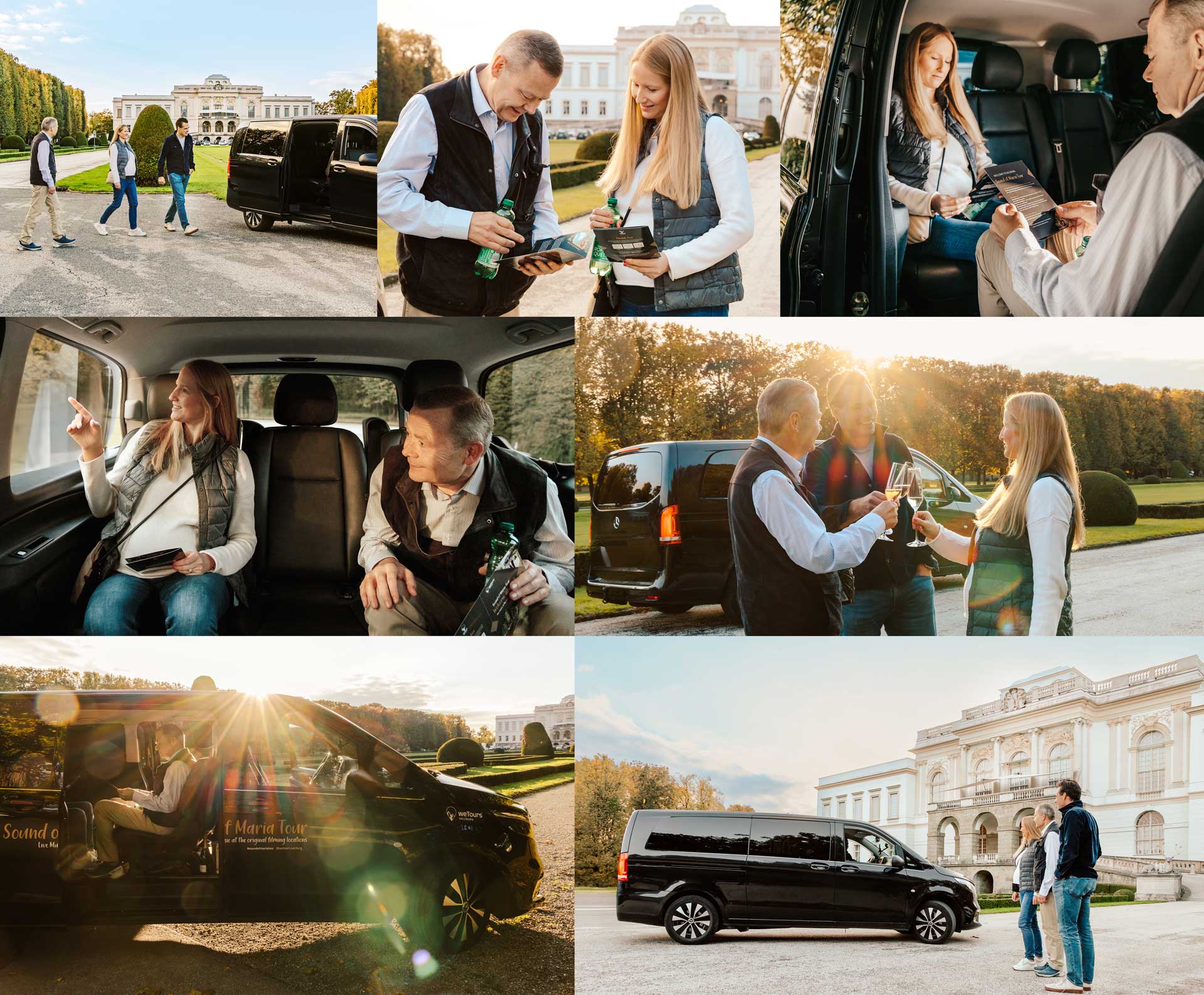 Luxury Sightseeing Tour Salzburg – exklusives Fotoshooting mit Mercedes Minivan im Schlosspark Klessheim, Yenney Photography