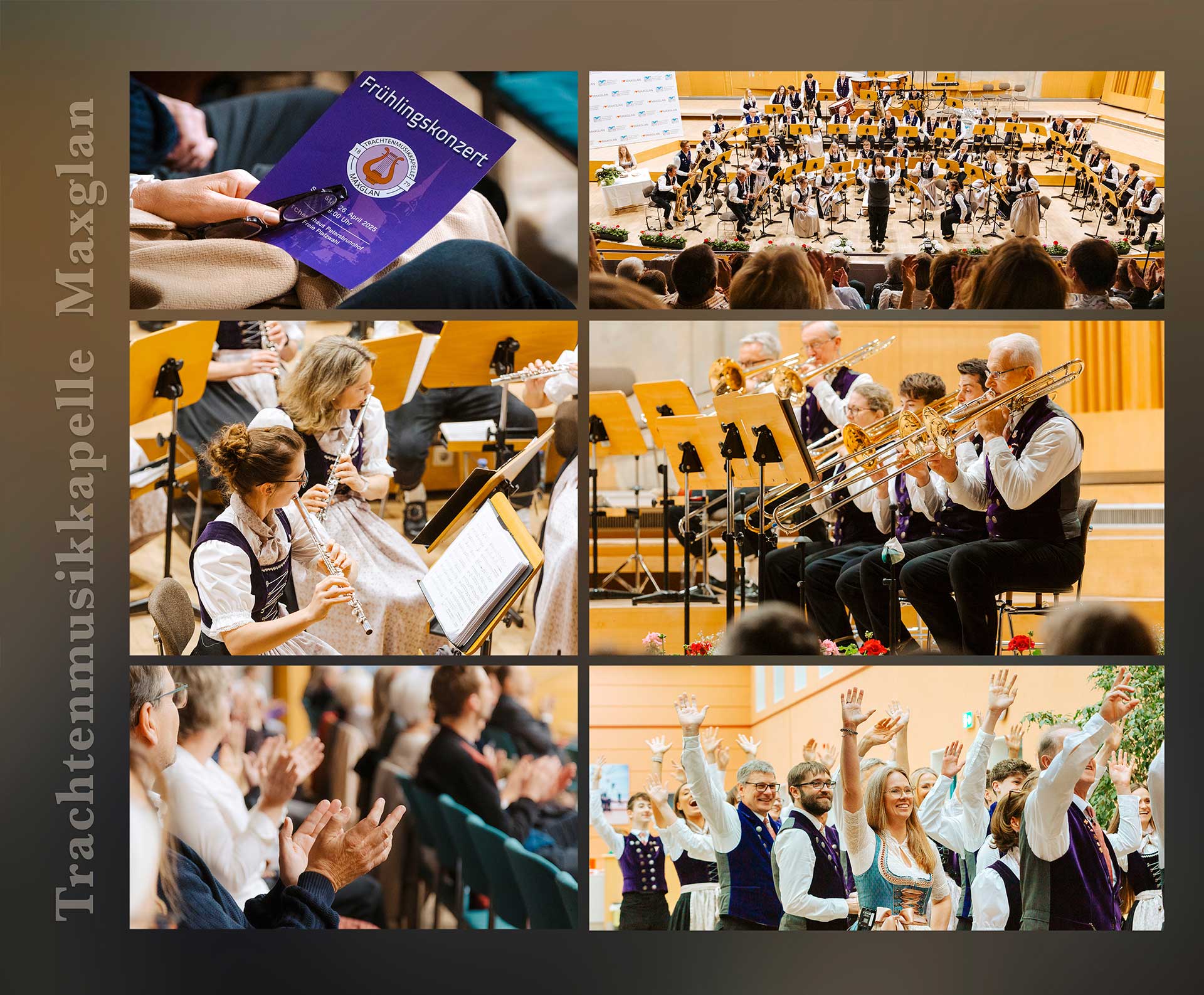 Collage zur Konzertfotografie Salzburg vom Frühlingskonzert der TMK Maxglan im Orchesterhaus Salzburg.